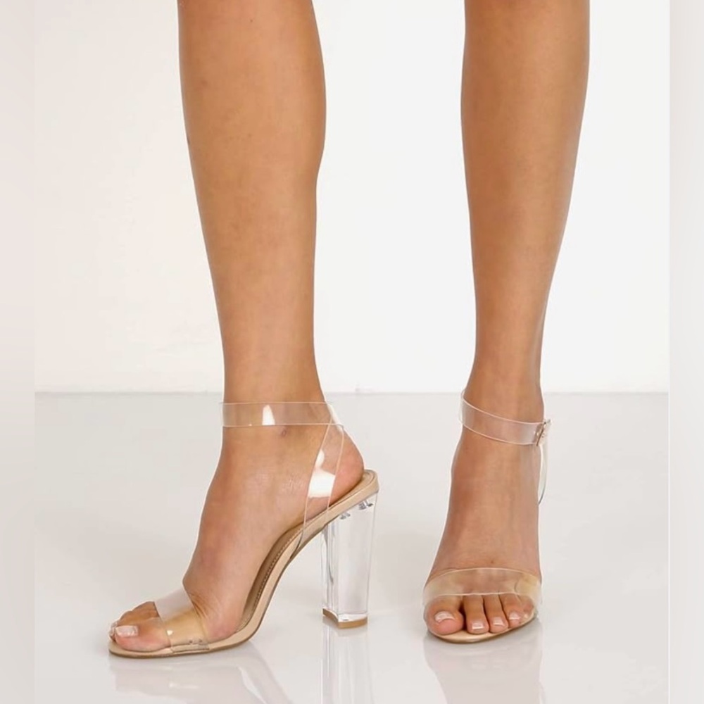 Steve Madden CAMILLE Clear Ankle Strap Sandals